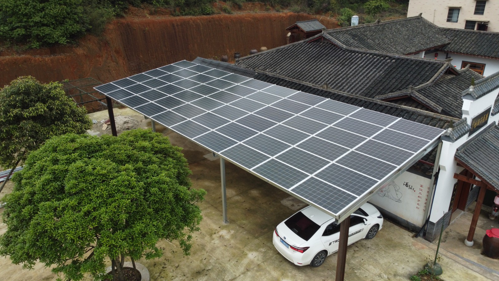 [光伏車棚]長沙茶亭鎮車棚光伏發電19.2KW項目